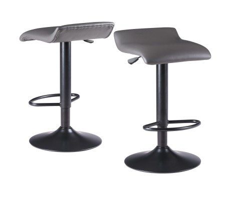 Tarah 2-Pc Adjustable Swivel Stool Set, Black and Slate Gray