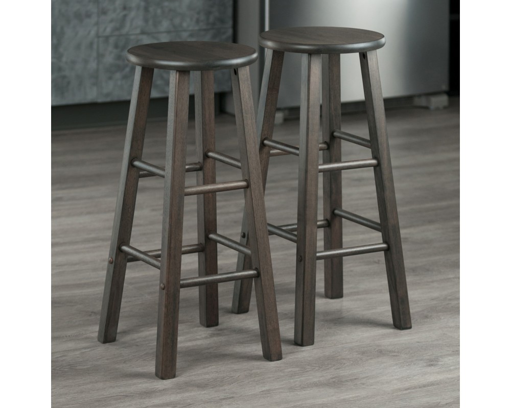 Element 2-Pc Square Leg Bar Stool Set, Oyster Gray