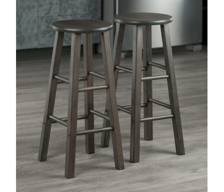 Element 2-Pc Square Leg Bar Stool Set, Oyster Gray
