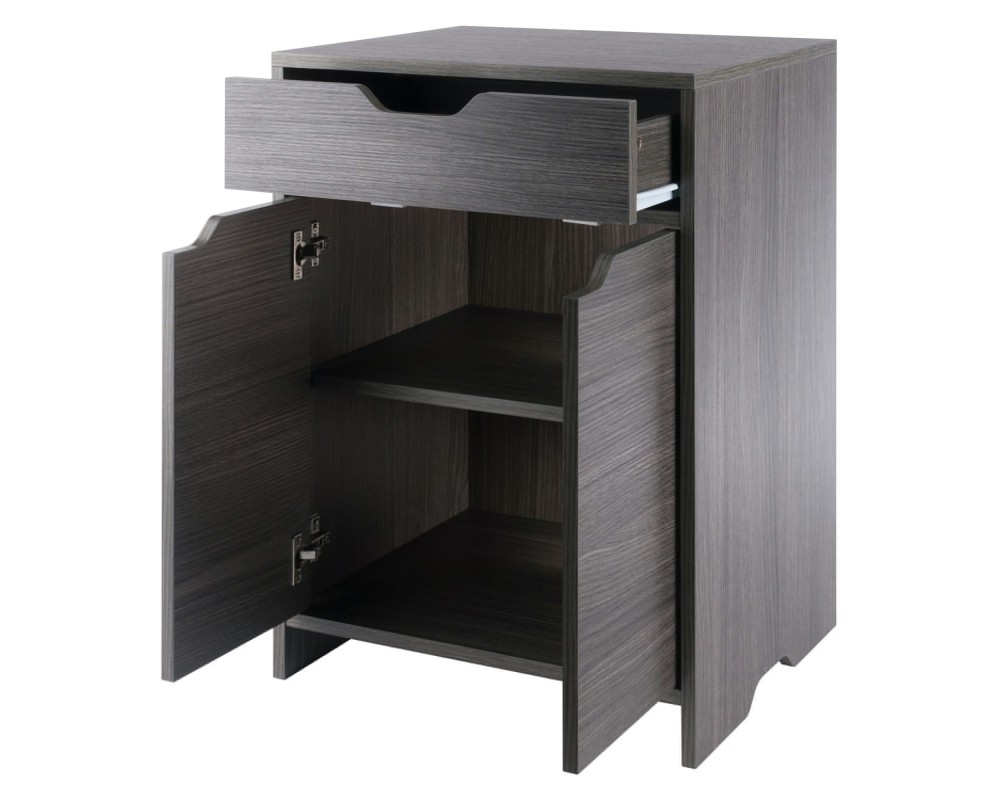Nova Storage Cabinet with Drawer, 19' Wide, Charcoal