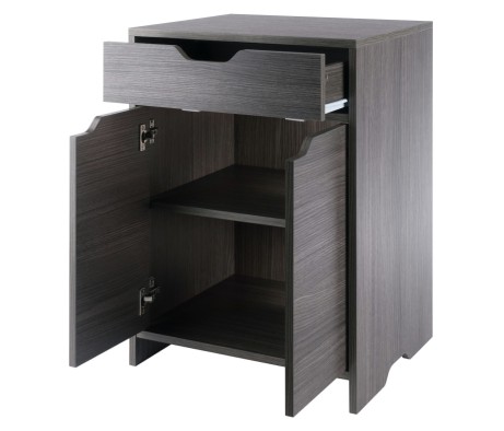 Nova Storage Cabinet with Drawer, 19' Wide, Charcoal
