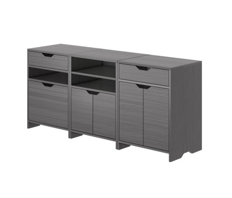 Nova 3-Pc Storage Cabinet Set, 58' Wide, 26' High, Charcoal