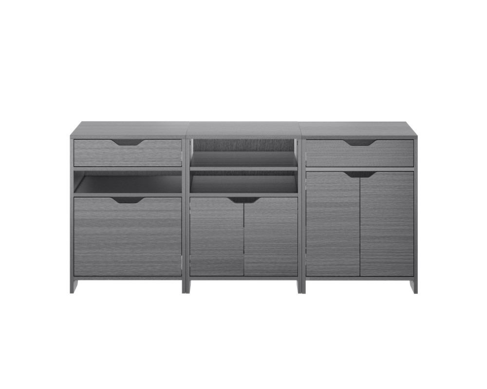 Nova 3-Pc Storage Cabinet Set, 58' Wide, 26' High, Charcoal
