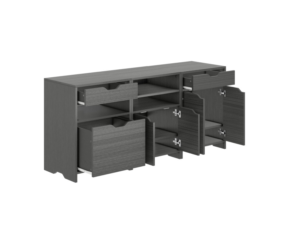 Nova 3-Pc Storage Cabinet Set, 58' Wide, 26' High, Charcoal
