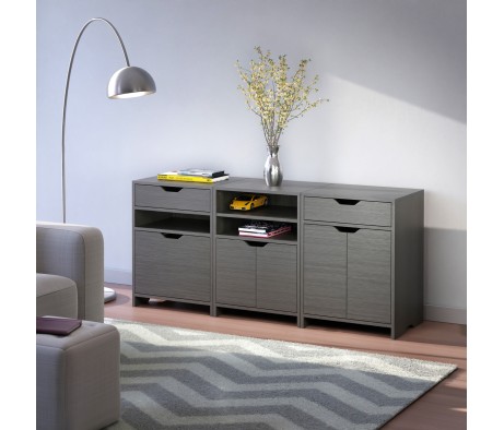 Nova 3-Pc Storage Cabinet Set, 58' Wide, 26' High, Charcoal