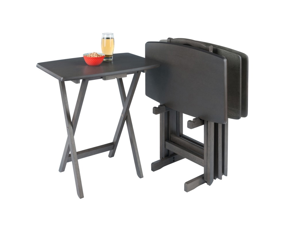 5-Pc Snack Table Set, Oversized, 25' Tall, 23' Wide, Oyster Gray