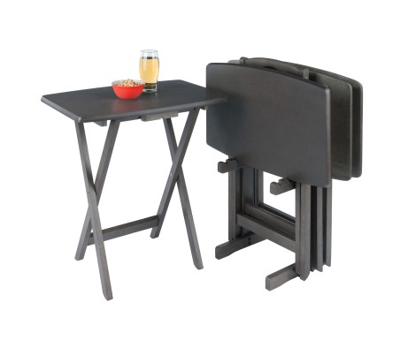 5-Pc Snack Table Set, Oversized, 25' Tall, 23' Wide, Oyster Gray