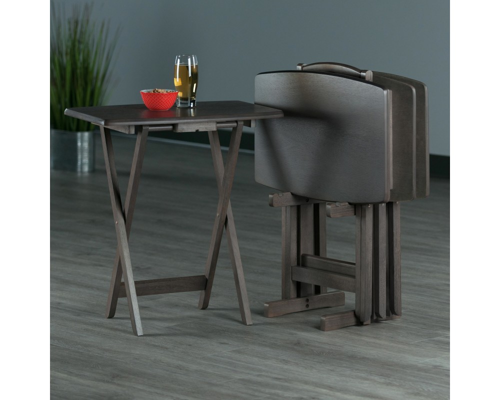 5-Pc Snack Table Set, Oversized, 25' Tall, 23' Wide, Oyster Gray