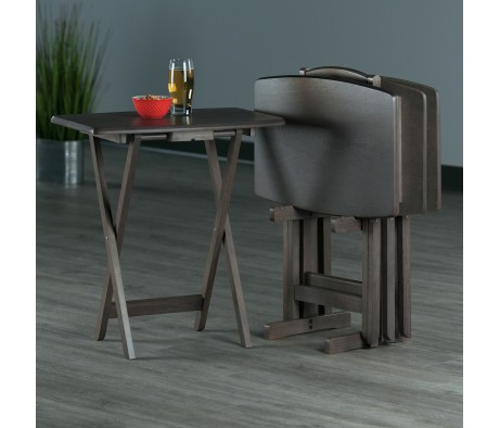 5-Pc Snack Table Set, Oversized, 25' Tall, 23' Wide, Oyster Gray