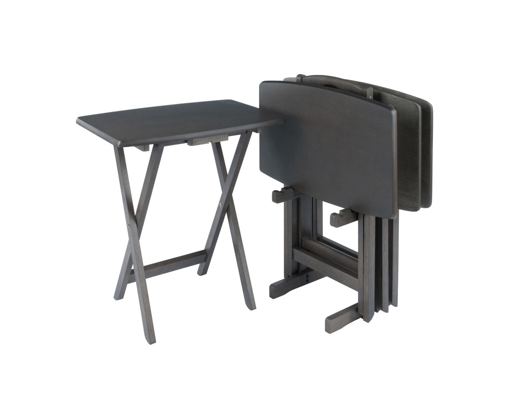 5-Pc Snack Table Set, Oversized, 25' Tall, 23' Wide, Oyster Gray