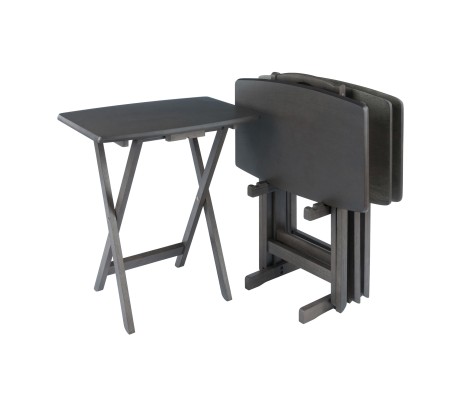 5-Pc Snack Table Set, Oversized, 25' Tall, 23' Wide, Oyster Gray