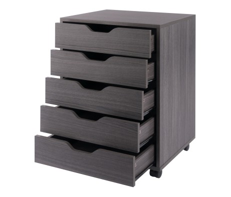 Halifax 5-Drawer Mobile Cabinet, Charcoal