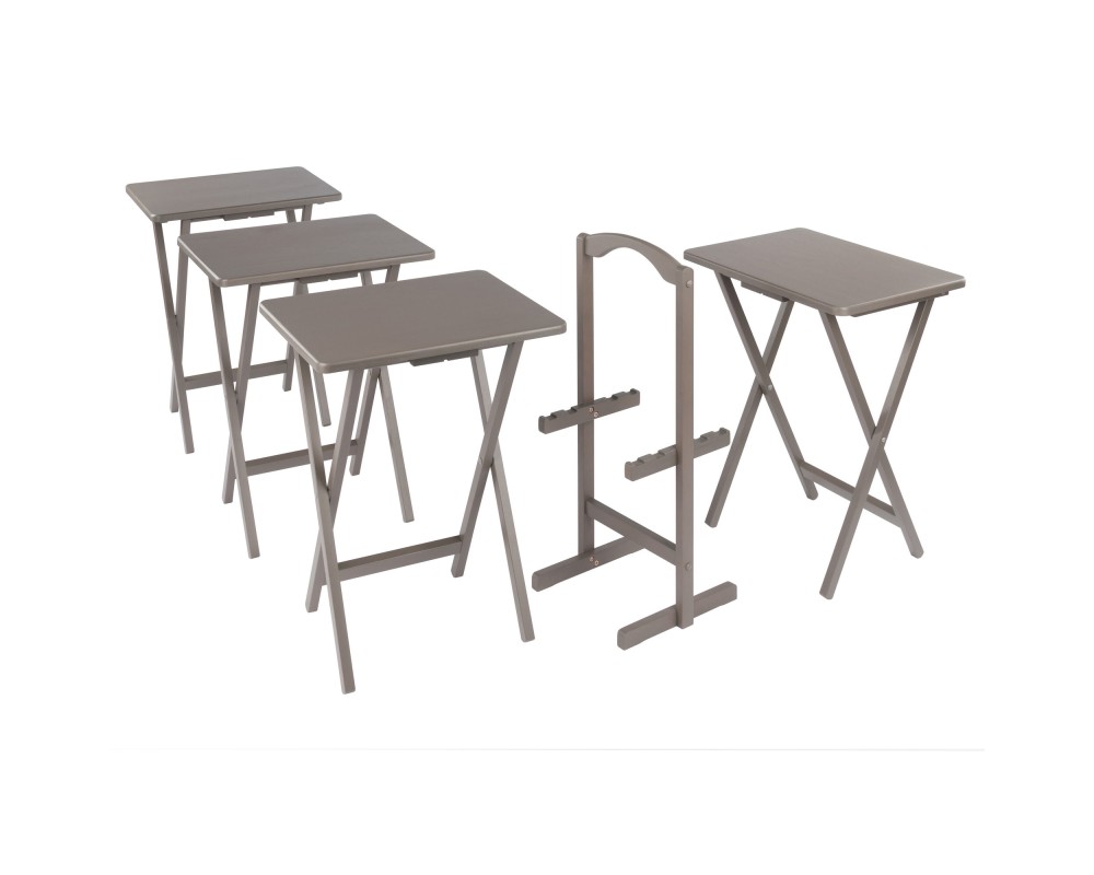 Alex 5-Pc Snack Table Set, Oyster Gray