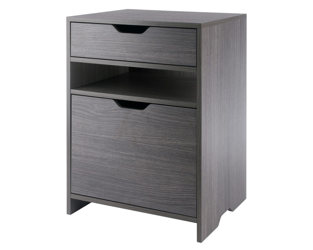 Nova File Cabinet with Open Shelf and Drawer, 19' Wide, Charcoal