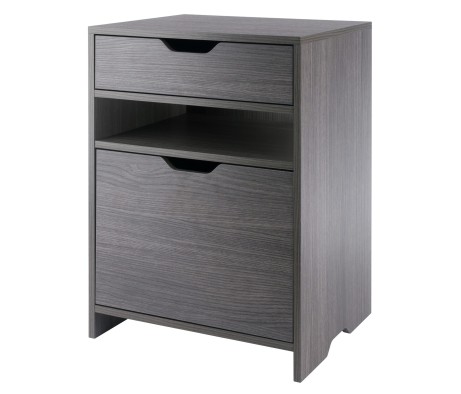 Nova File Cabinet with Open Shelf and Drawer, 19' Wide, Charcoal