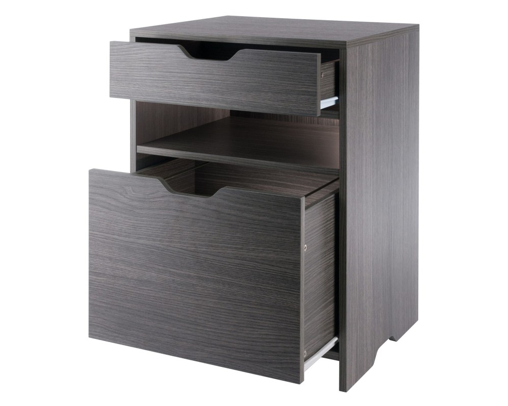 Nova File Cabinet with Open Shelf and Drawer, 19' Wide, Charcoal