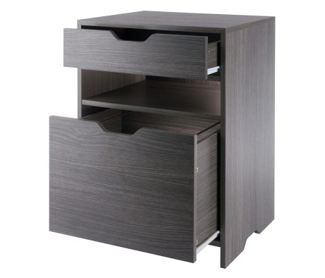 Nova File Cabinet with Open Shelf and Drawer, 19' Wide, Charcoal