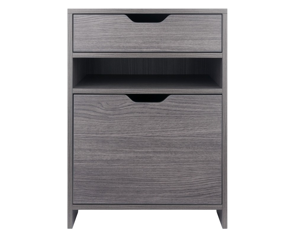 Nova File Cabinet with Open Shelf and Drawer, 19' Wide, Charcoal