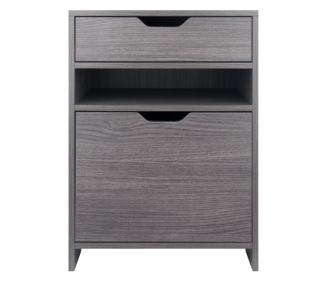 Nova File Cabinet with Open Shelf and Drawer, 19' Wide, Charcoal