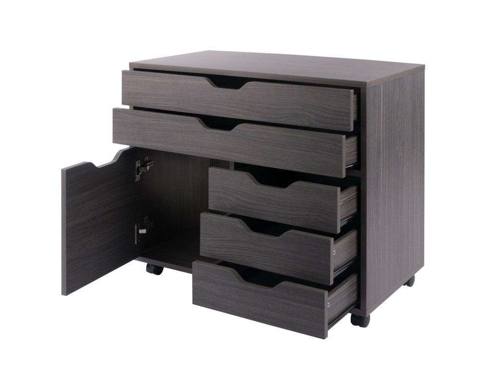 Halifax 3-Section Multi-Storage Mobile Cabinet, Charcoal