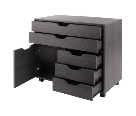 Halifax 3-Section Multi-Storage Mobile Cabinet, Charcoal