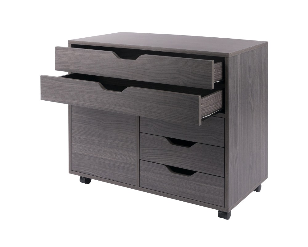 Halifax 3-Section Multi-Storage Mobile Cabinet, Charcoal