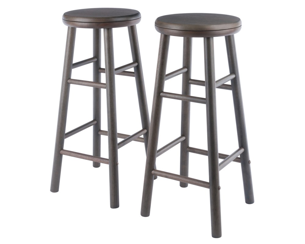 Shelby 2-Pc Swivel Seat Bar Stool Set, Oyster Gray