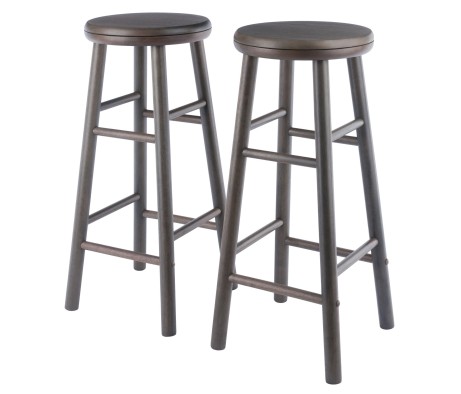 Shelby 2-Pc Swivel Seat Bar Stool Set, Oyster Gray