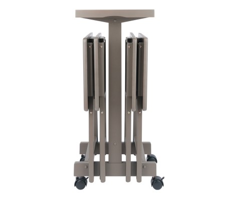 Isabelle Set of 4 Snack Tables with Mobile Stand and Removable Tray, Oyster Gray