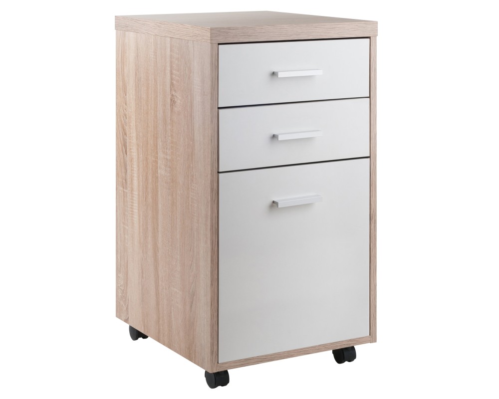 Kenner Mobile File Cabinet, 16' Wide, 29' High, Reclaimed Wood and White
