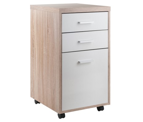 Kenner Mobile File Cabinet, 16' Wide, 29' High, Reclaimed Wood and White