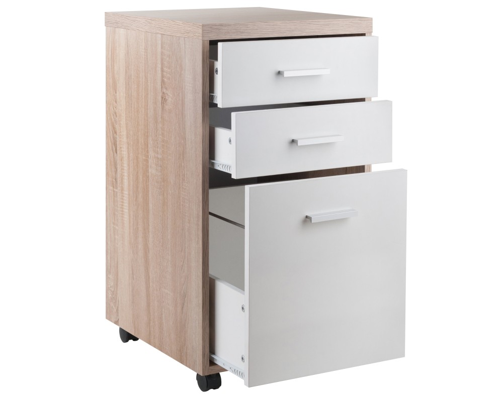 Kenner Mobile File Cabinet, 16' Wide, 29' High, Reclaimed Wood and White