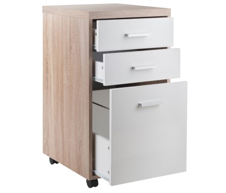 Kenner Mobile File Cabinet, 16' Wide, 29' High, Reclaimed Wood and White