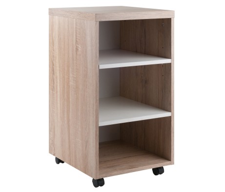 Kenner Open-Shelf Mobile Cabinet, 16' Wide, 29' Wide, Reclaimed Wood and White