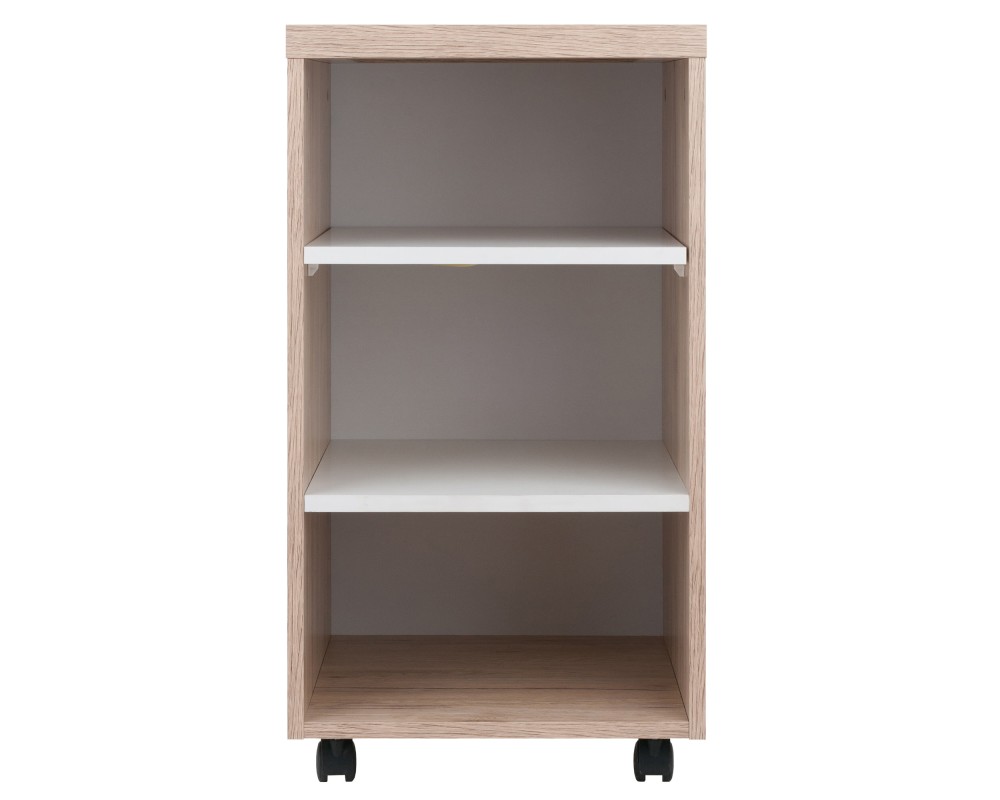 Kenner Open-Shelf Mobile Cabinet, 16' Wide, 29' Wide, Reclaimed Wood and White