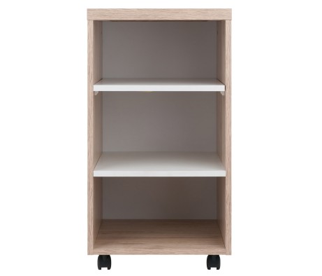 Kenner Open-Shelf Mobile Cabinet, 16' Wide, 29' Wide, Reclaimed Wood and White