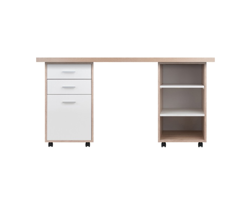 Kenner 3-Pc Modular Desk Set, Reclaimed Wood and White