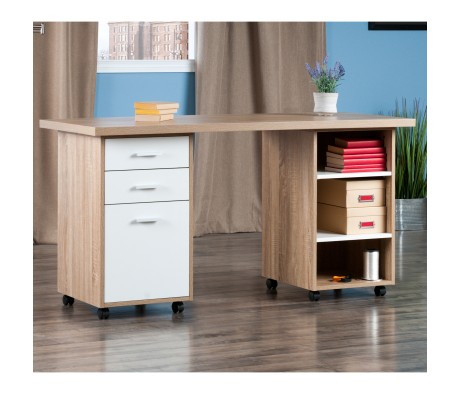 Kenner 3-Pc Modular Desk Set, Reclaimed Wood and White