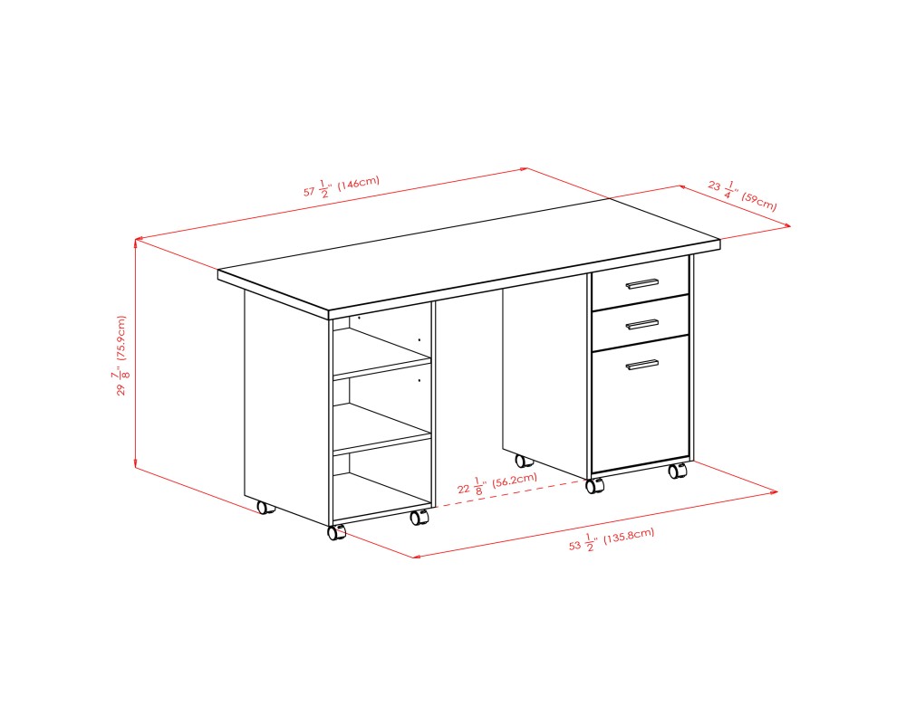 Kenner 3-Pc Modular Desk Set, Reclaimed Wood and White
