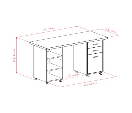 Kenner 3-Pc Modular Desk Set, Reclaimed Wood and White