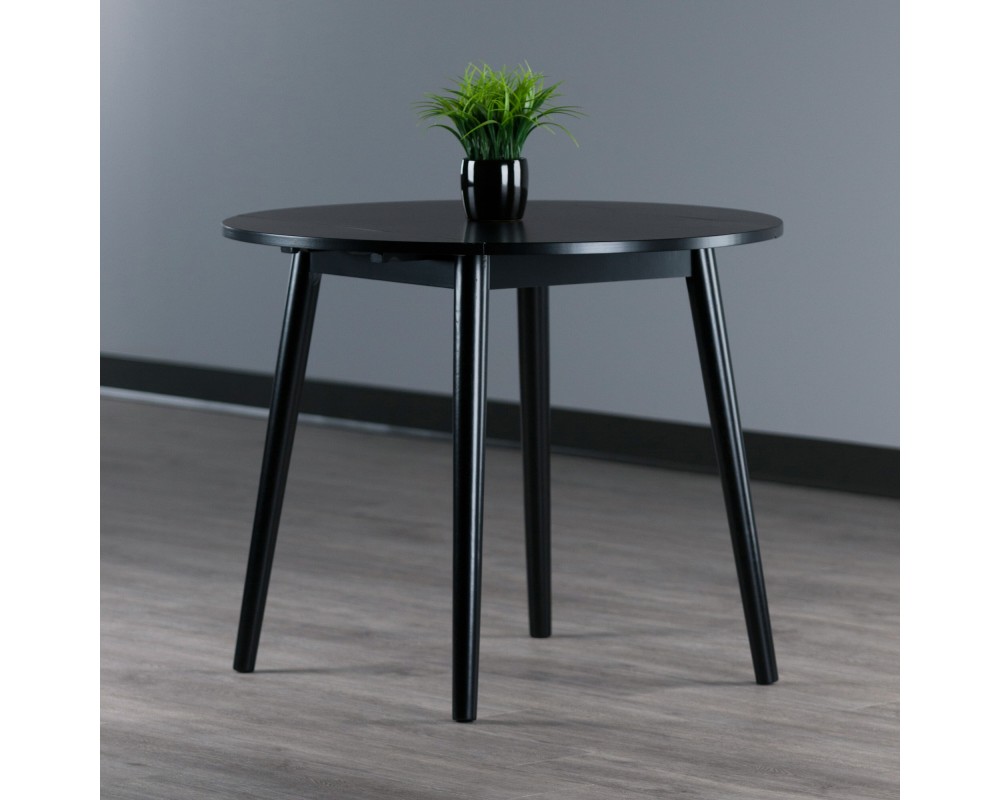 Moreno Extendable Round Dining Table, 35' Wide, Black