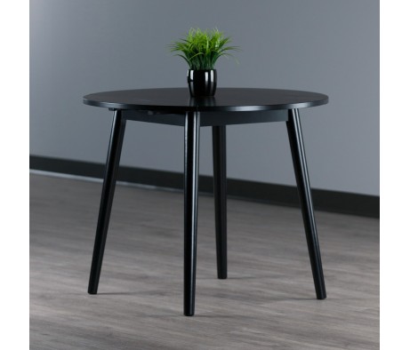 Moreno Extendable Round Dining Table, 35' Wide, Black