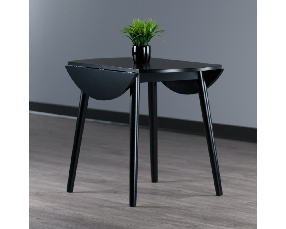 Moreno Extendable Round Dining Table, 35' Wide, Black