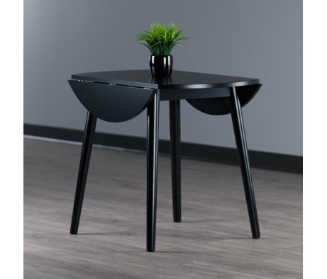 Moreno Extendable Round Dining Table, 35' Wide, Black