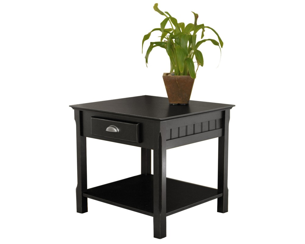 Timber End Table, 22' Wide, 22' High, Black