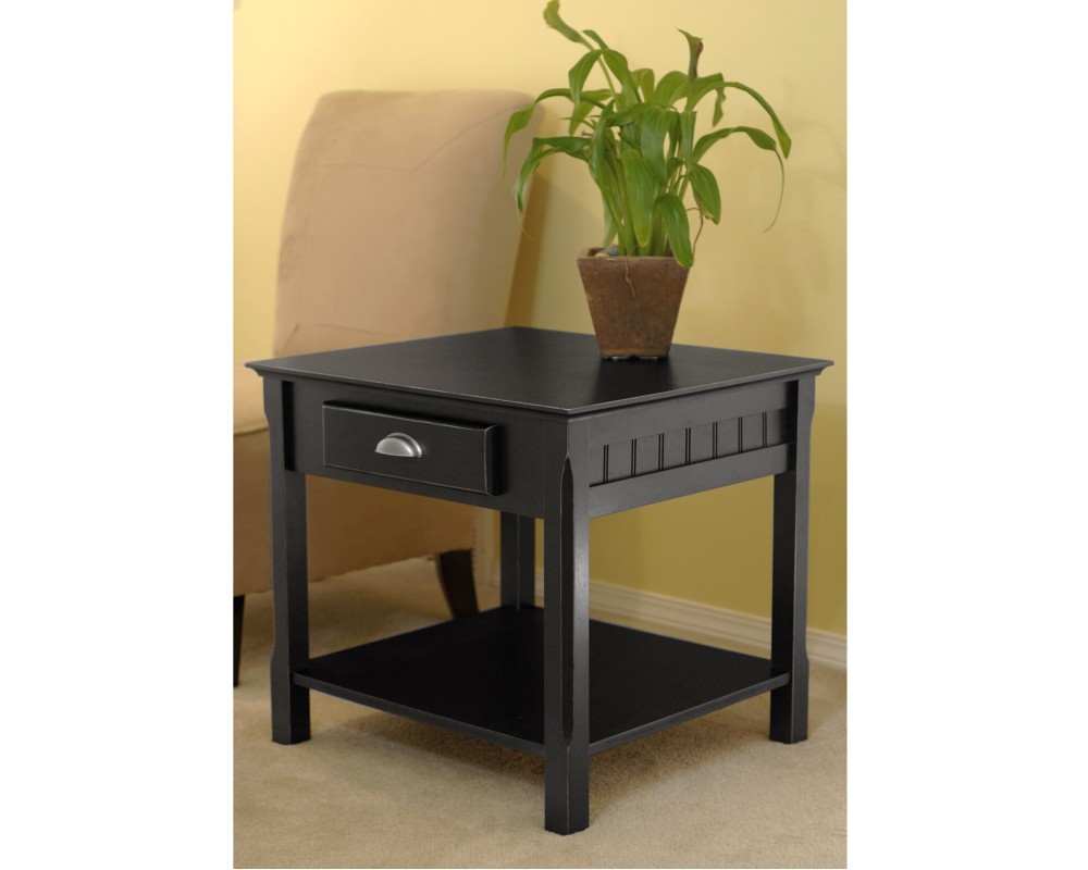 Timber End Table, 22' Wide, 22' High, Black