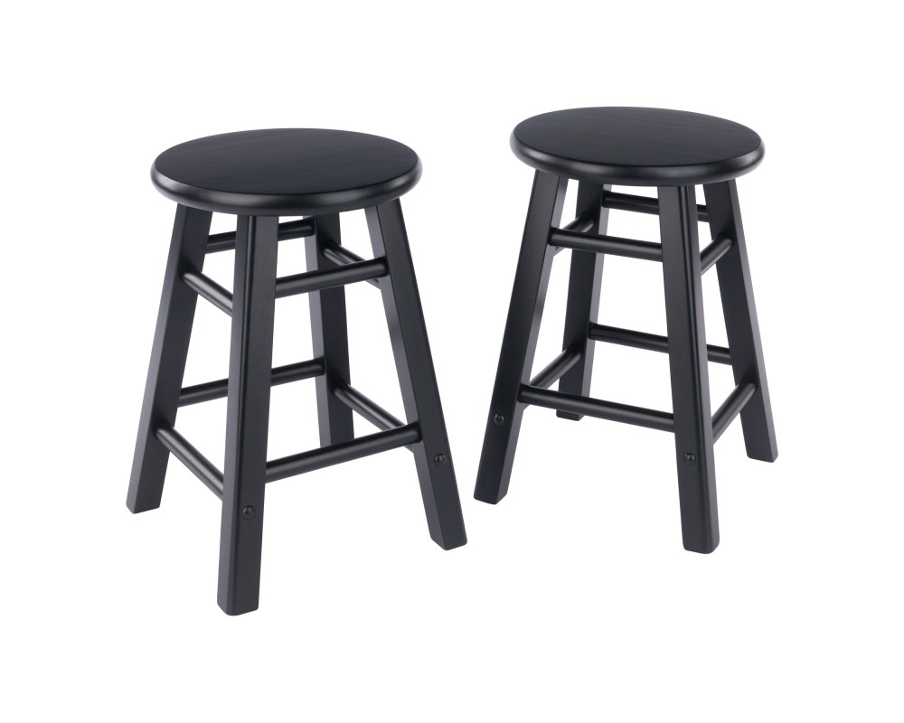 Element 2-Pc Square Legs Dining Stool Set, Black Finish