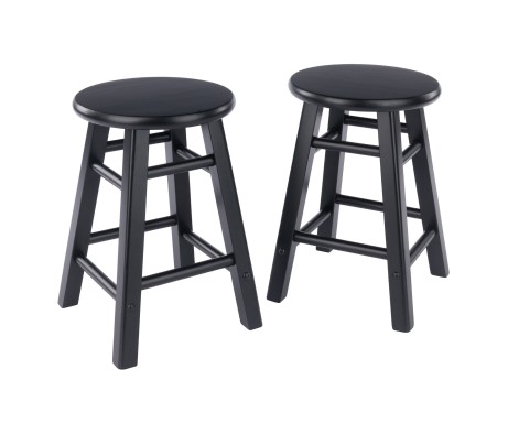 Element 2-Pc Square Legs Dining Stool Set, Black Finish