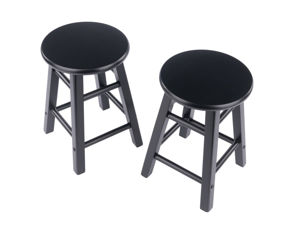 Element 2-Pc Square Legs Dining Stool Set, Black Finish