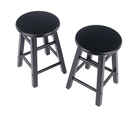 Element 2-Pc Square Legs Dining Stool Set, Black Finish